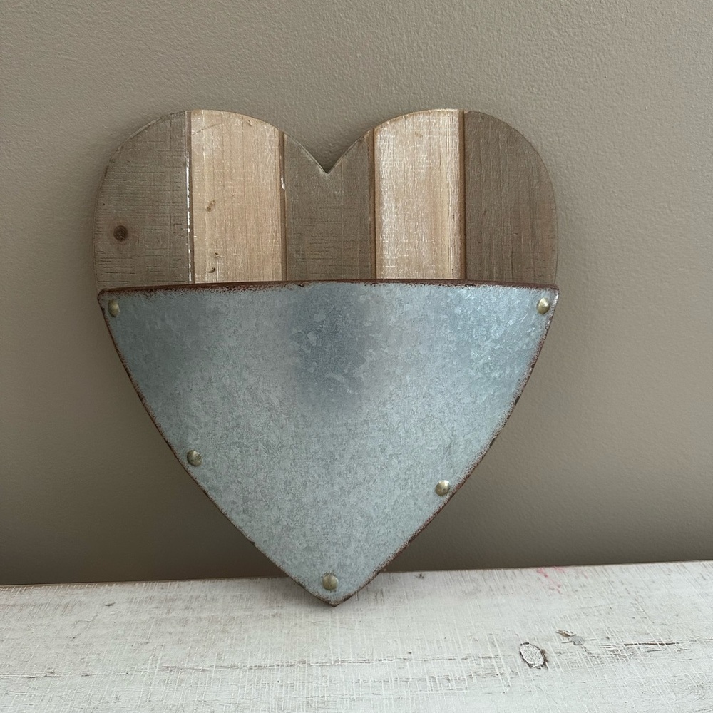 Wooden Heart Wall Art with Metal Detail